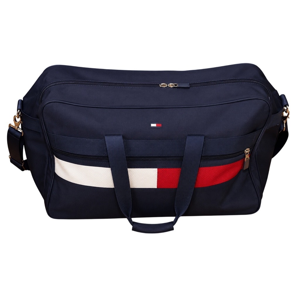 Tommy Hilfiger Duffle Bag Unisex Large Navy Blue Excellent Colorblock Canvas